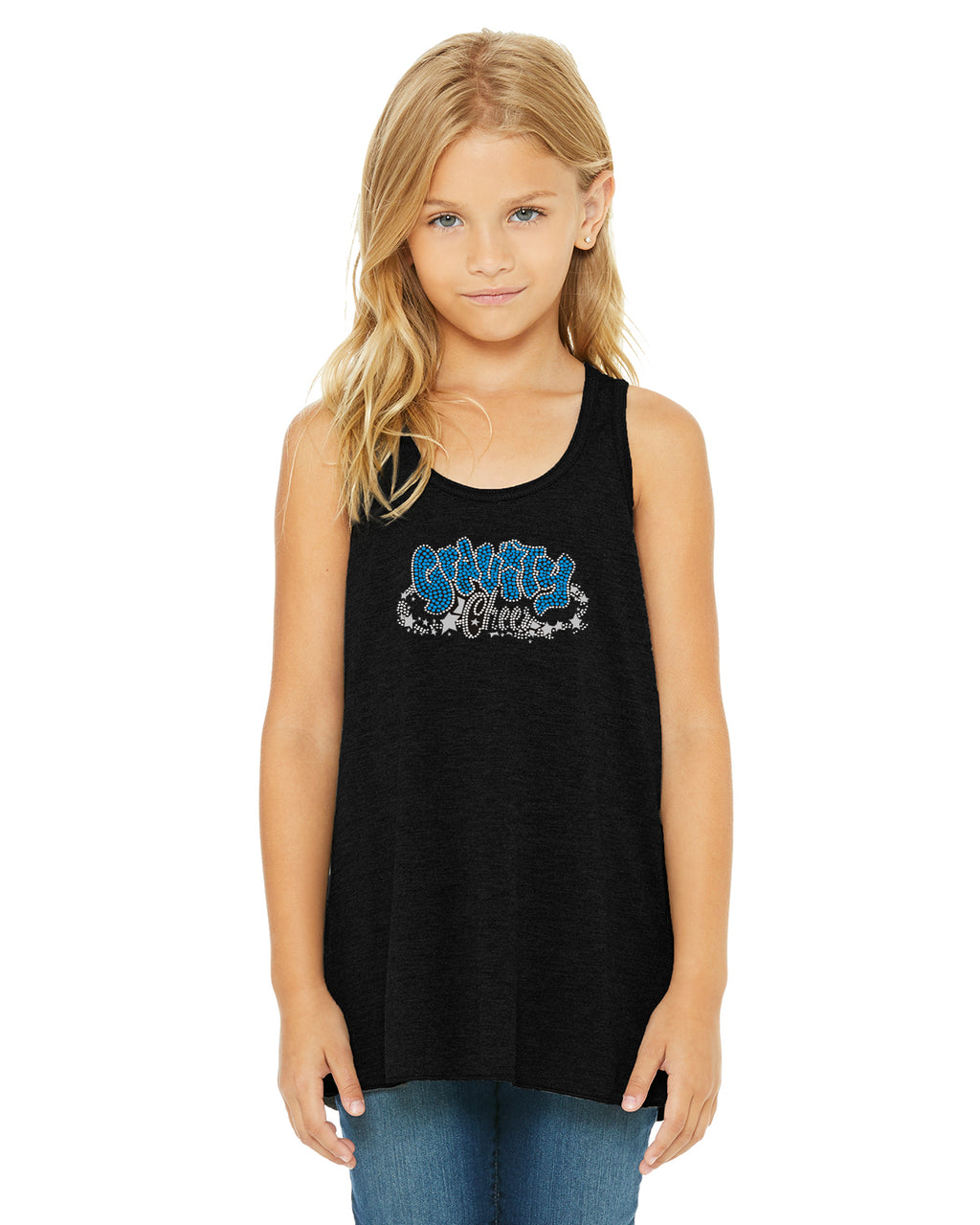 Racerback Flowy Tank W/ Rhinestone Decal